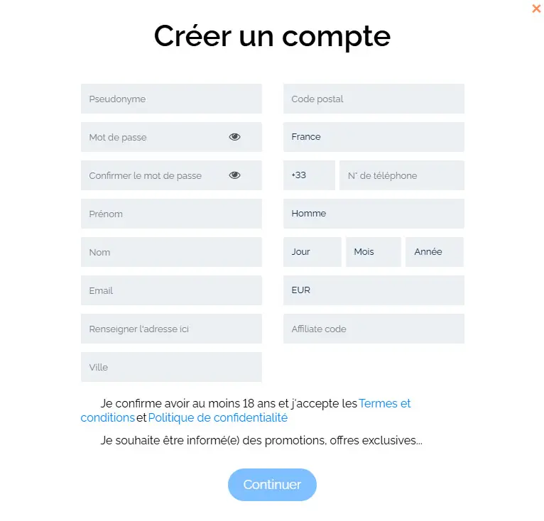 Processus d'inscription Boomerang Casino